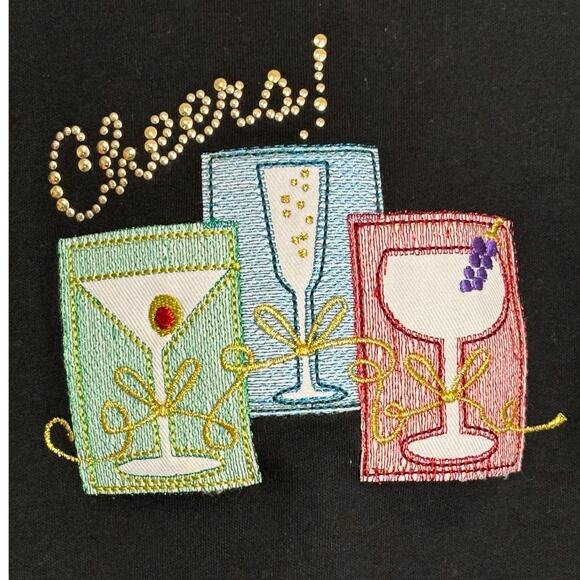 Holiday Cheers Embellished Long Sleeve Crew Top from MCCC Sportswear Size XL - Picture 3 of 6